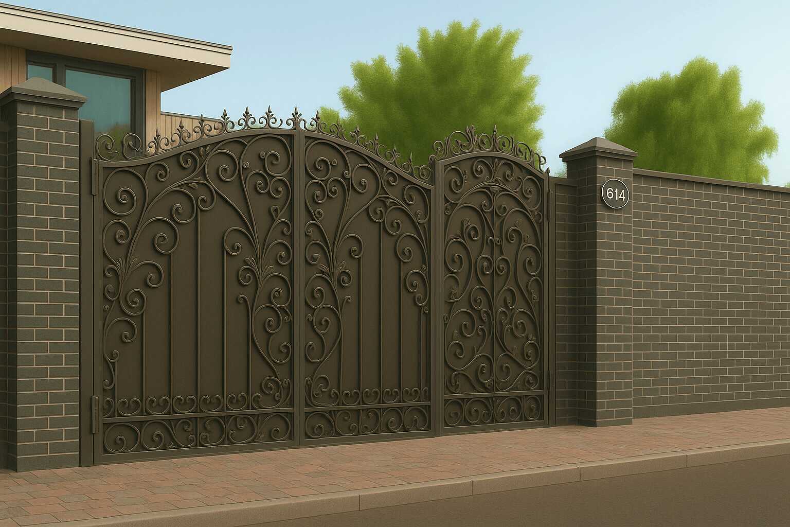 Кованные ворота с калиткой