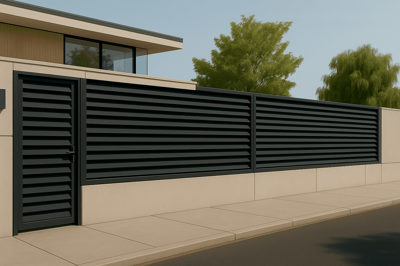 Забор из металлических ламелей