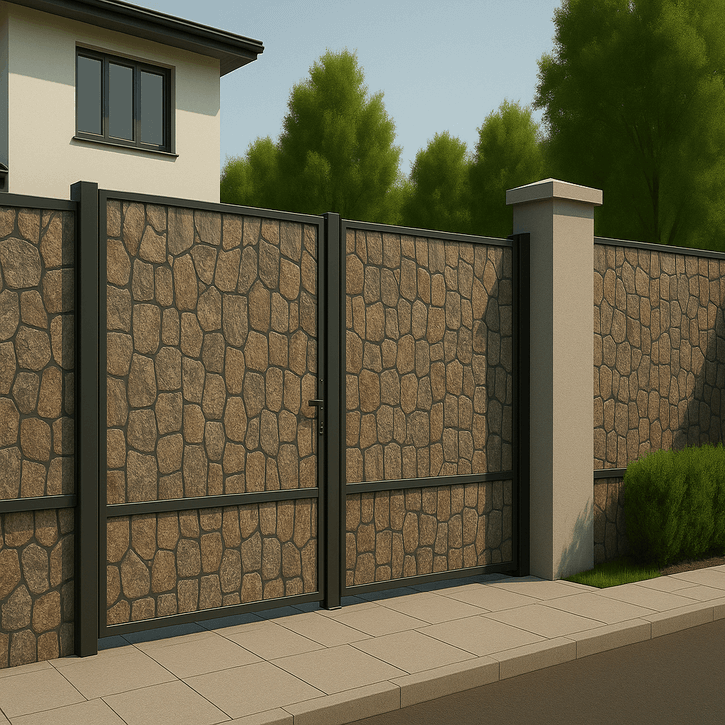 Заборы из профнастила под камень